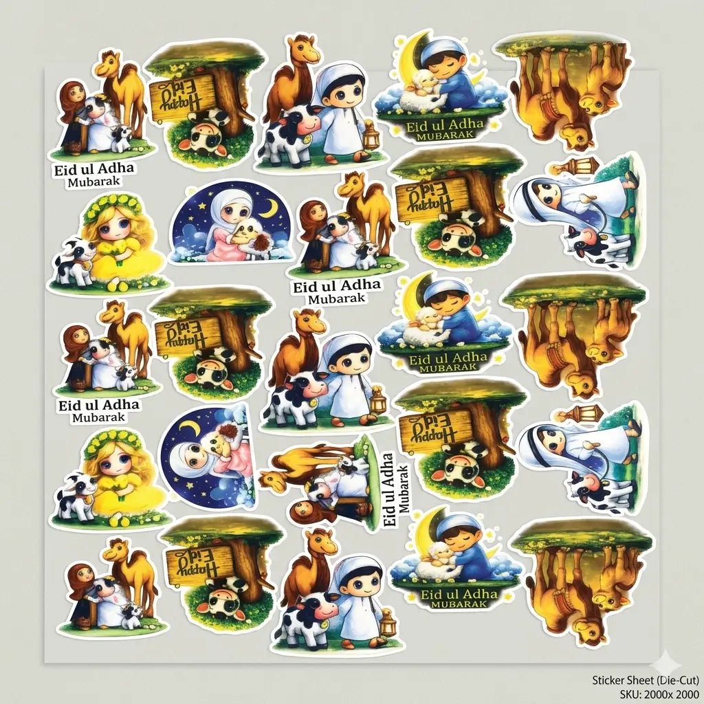 Eid Kids Iron-On Sticker Sheet (10 Pcs)